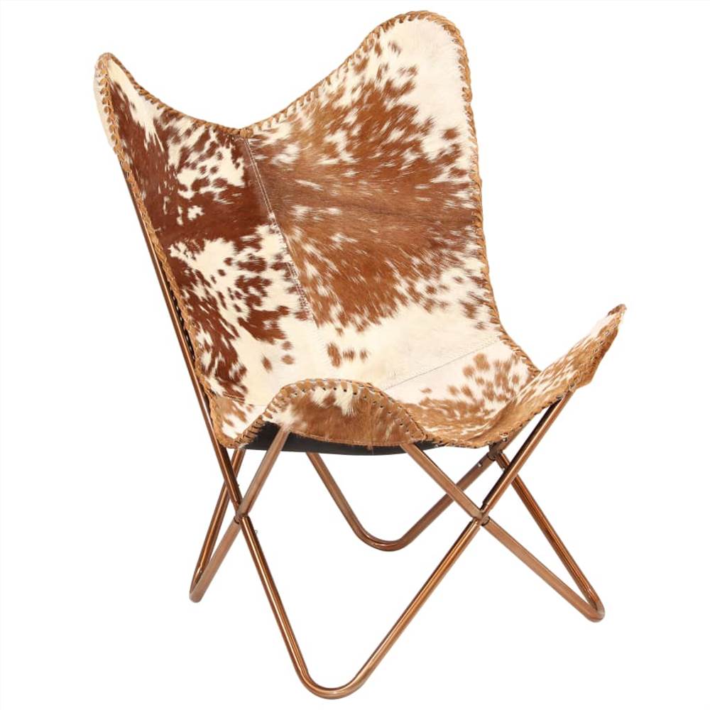 Butterfly Chair Brown And White Genuine Goat Leather 13 Butterfly Chair Brown and White Genuine Goat Leather