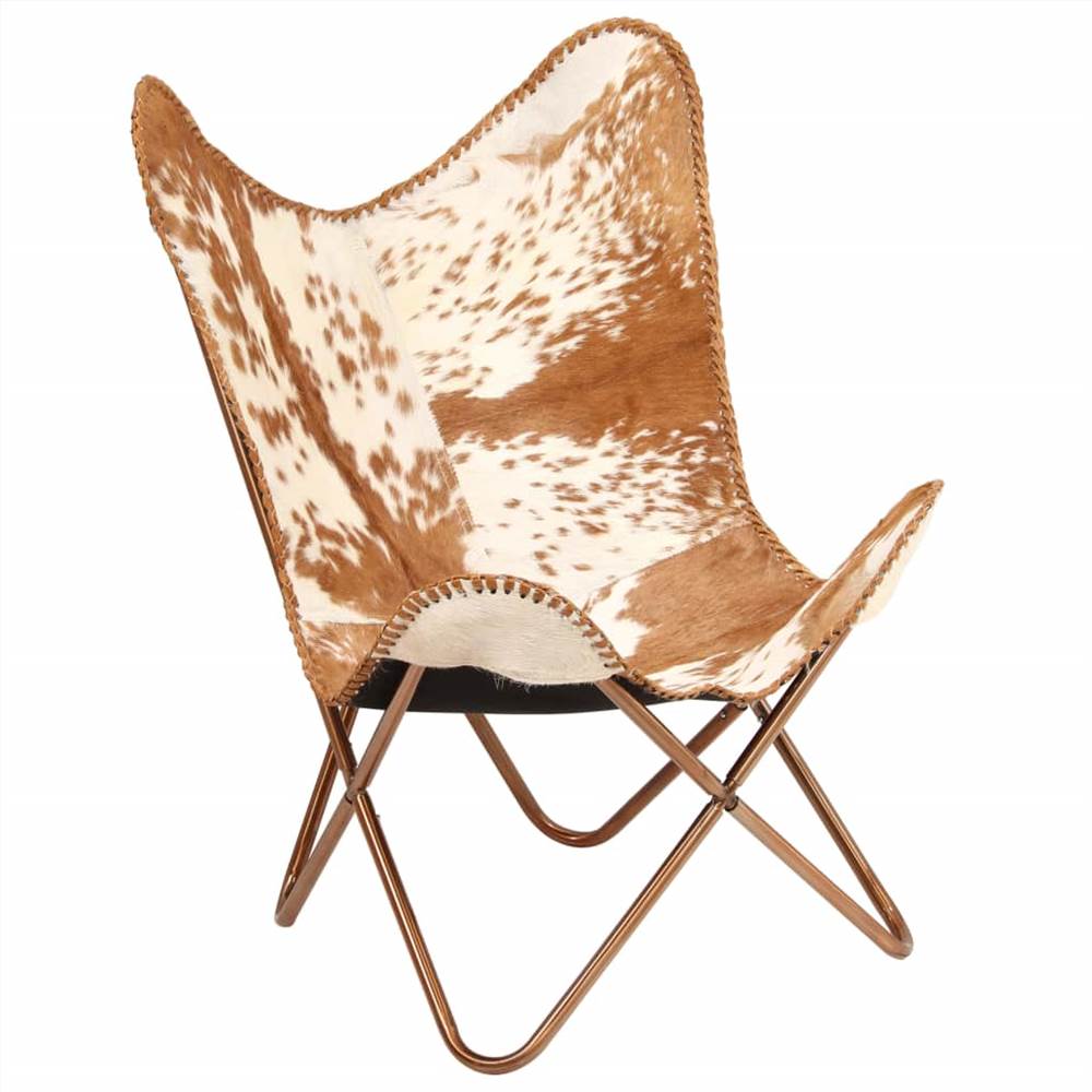 Butterfly Chair Brown And White Genuine Goat Leather 14 Butterfly Chair Brown and White Genuine Goat Leather