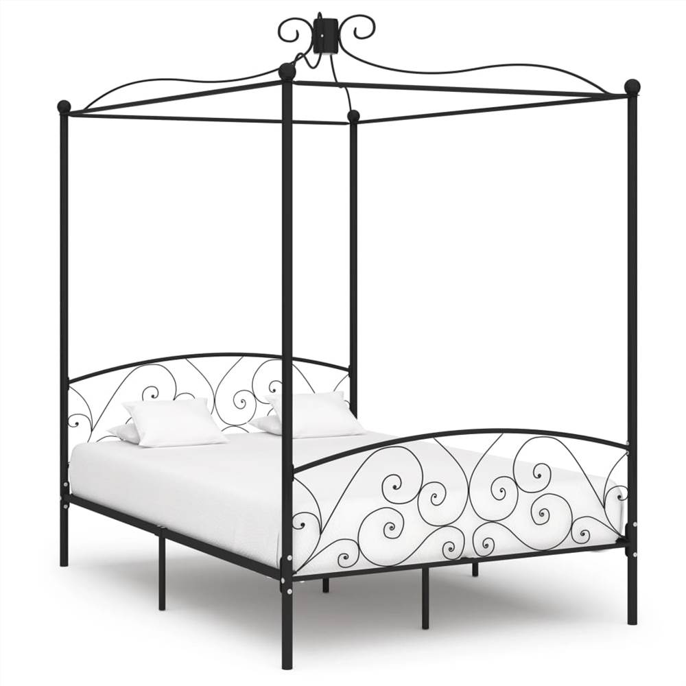 

Canopy Bed Frame Black Metal 140x200 cm