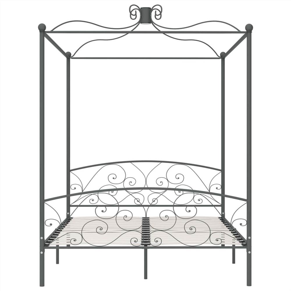 Canopy Bed Frame Grey Metal 180x200 cm