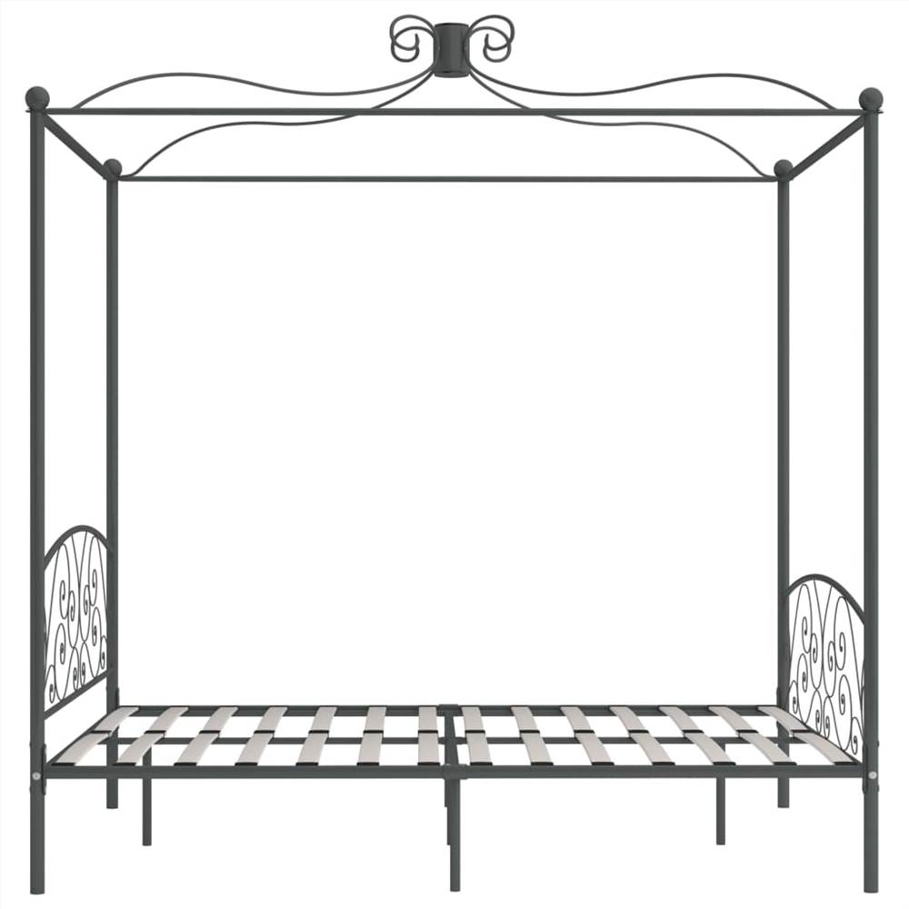 Canopy Bed Frame Grey Metal 180x200 cm