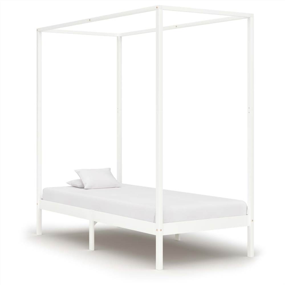 

Canopy Bed Frame White Solid Pine Wood 90x200 cm