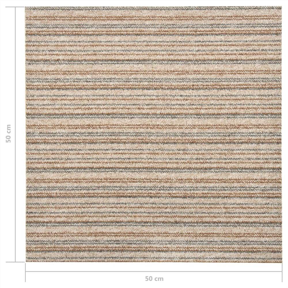 Carpet Floor Tiles 20 pcs 5 m² 50x50 cm Striped Beige