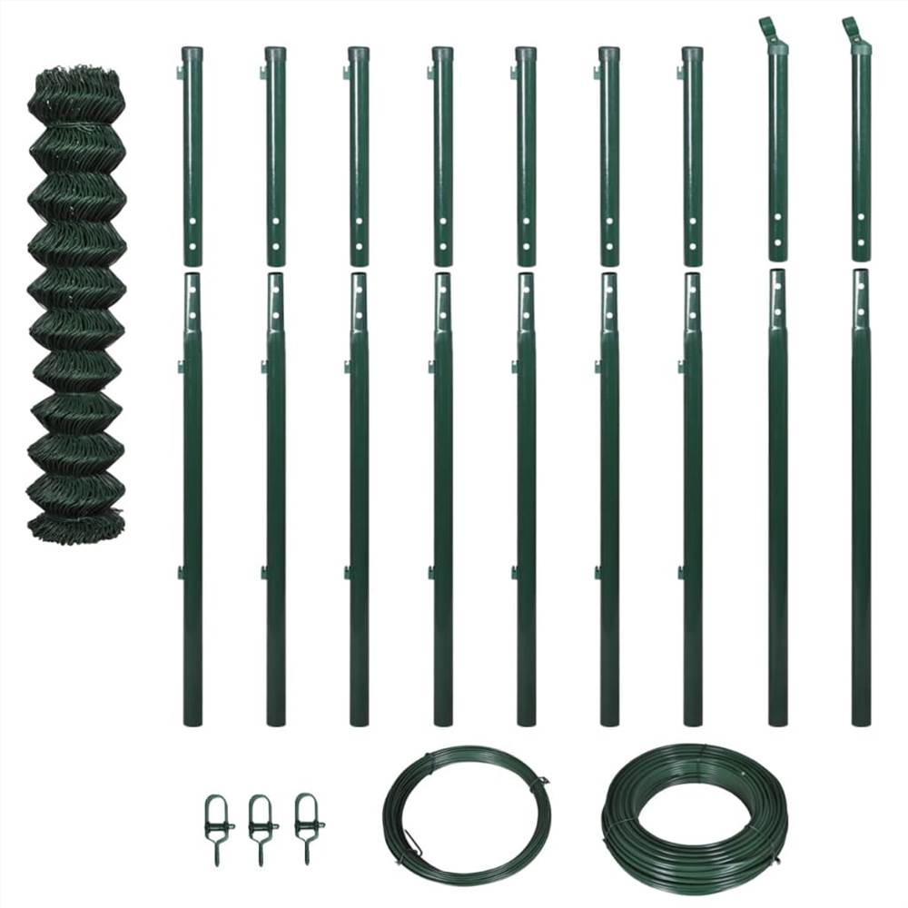 

Chain Link Fence with Posts 1.97x15 m Green
