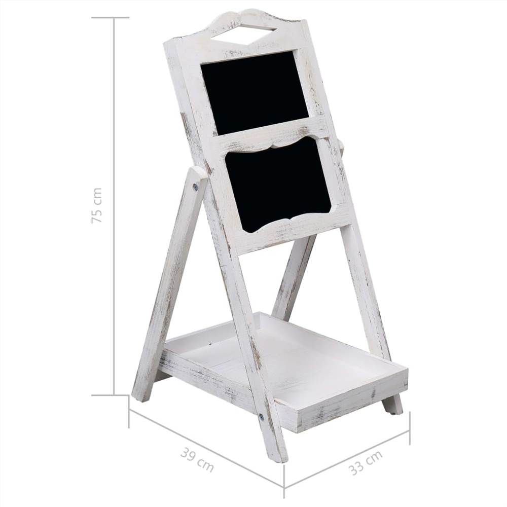 Chalkboard Display Stand White 33x39x75 cm Wood