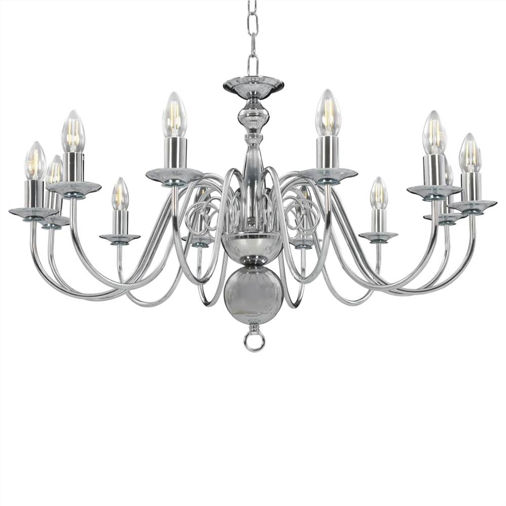 Chandelier Silver 12 x E14 Bulbs