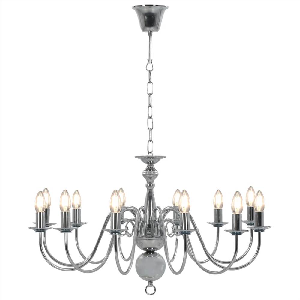 Chandelier Silver 12 x E14 Bulbs