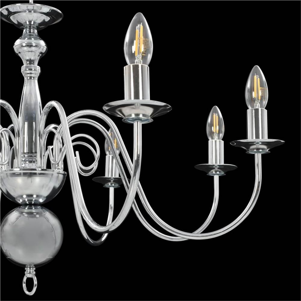 Chandelier Silver 8 x E14 Bulbs
