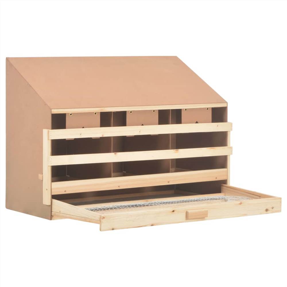 Chicken Laying Nest 3 Compartments 93x40x65 cm Solid Pine Wood