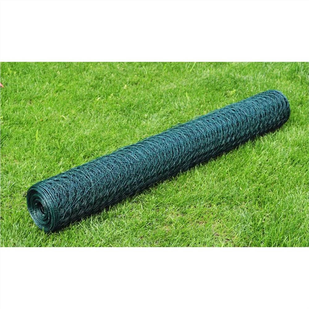 

Chicken Wire Fence Galvanised with PVC Coating 25x0.5 m Green