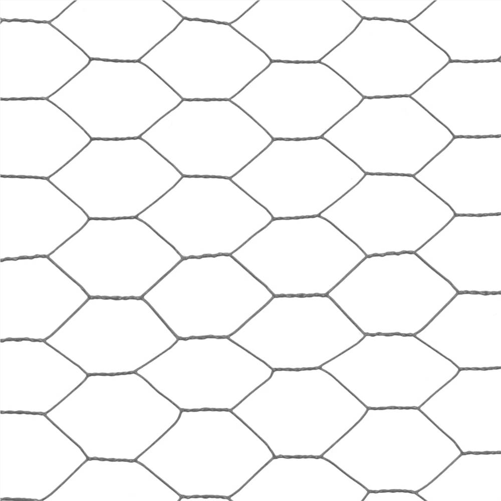 Chicken Wire Fence Steel with PVC Coating 25x0.5 m Grey
