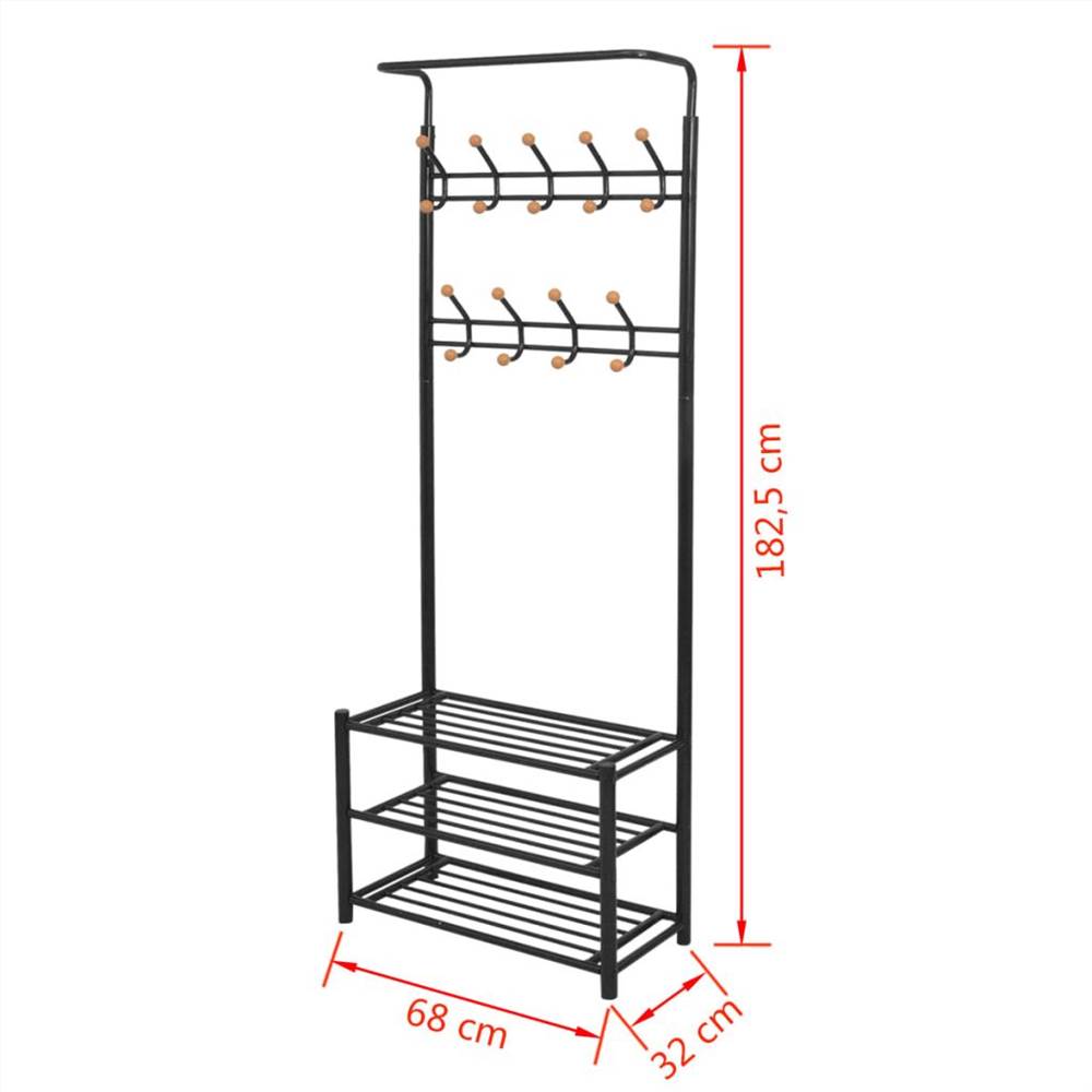 Clothes Rack with Shoe Storage 68x32x182.5 cm Black