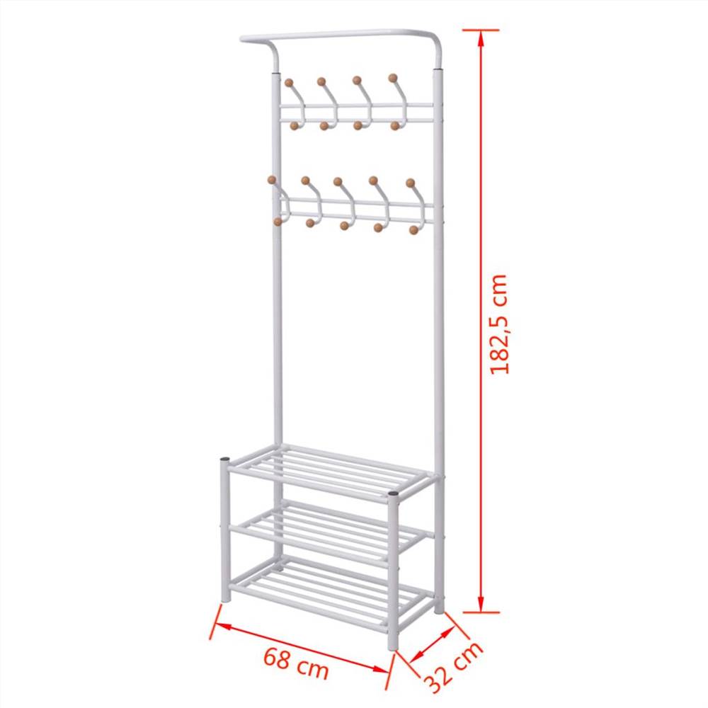 Clothes Rack with Shoe Storage 68x32x182.5 cm White