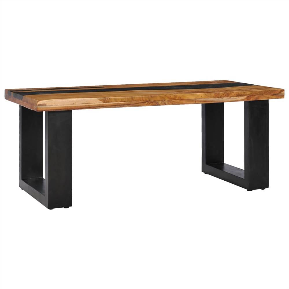 Coffee Table 100x50x40 cm Solid Teak Wood and Lava Stone