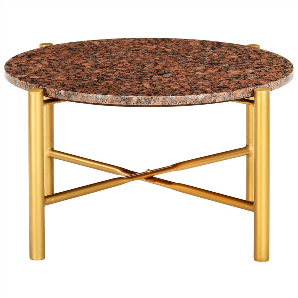 Coffee Table Brown 60x60x35 cm Real Stone with Marble Texture