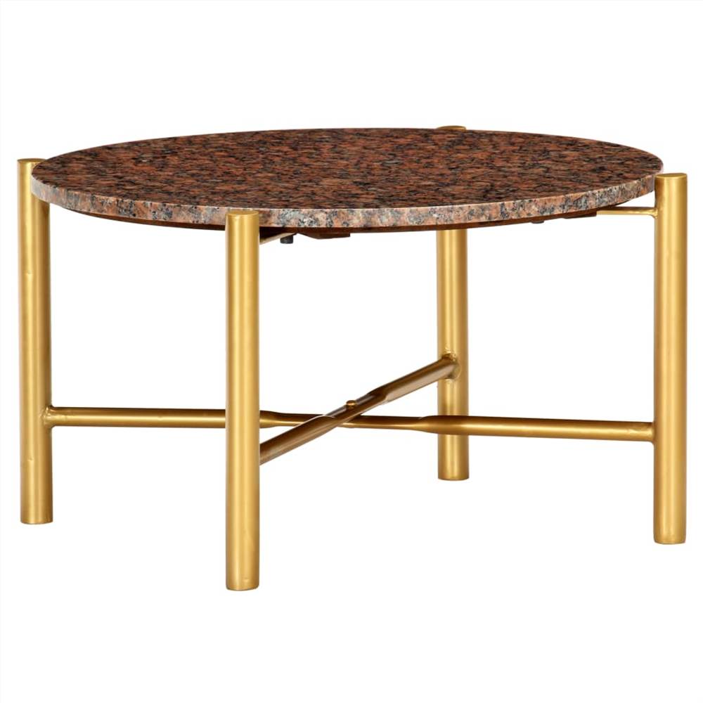 Coffee Table Brown 60x60x35 cm Real Stone with Marble Texture