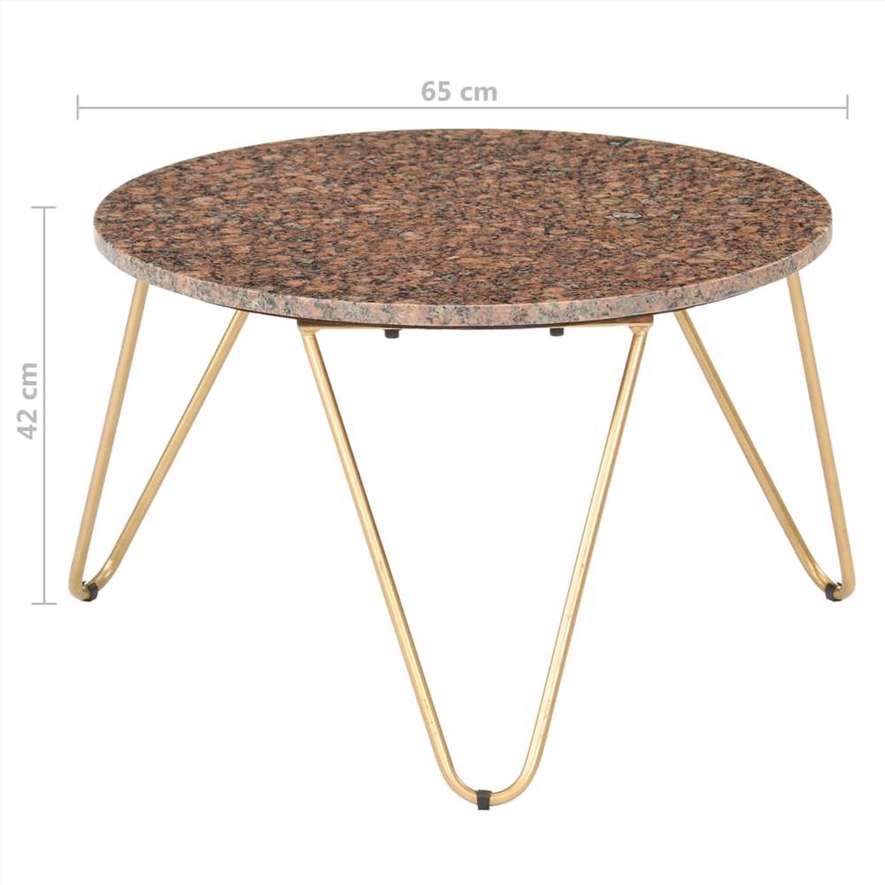 Coffee Table Brown 65x65x42 cm Real Stone with Marble Texture