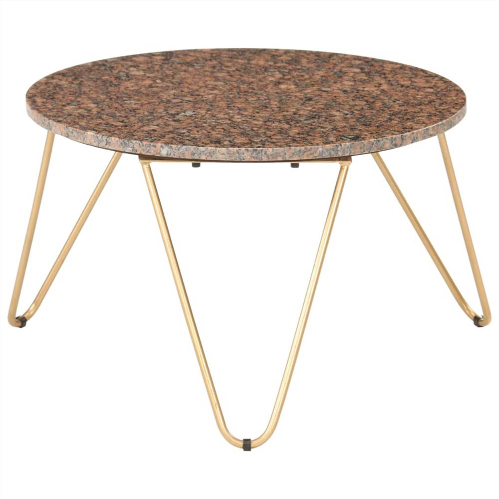 Coffee Table Brown 65x65x42 cm Real Stone with Marble Texture