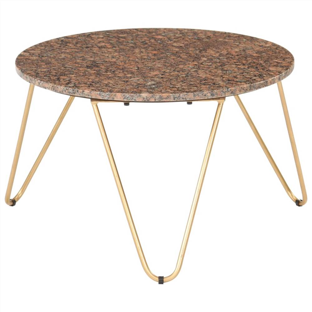 Coffee Table Brown 65x65x42 cm Real Stone with Marble Texture