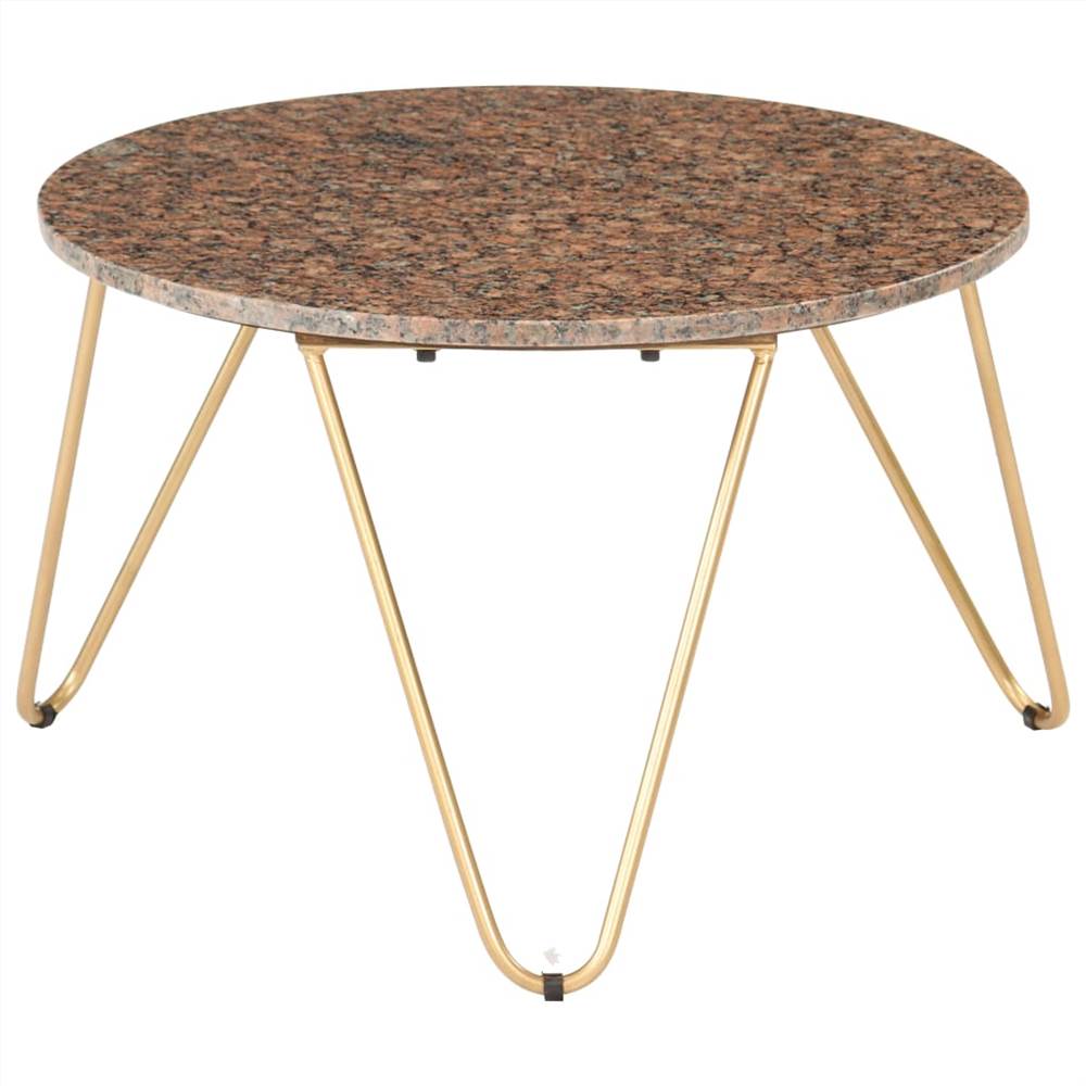 Coffee Table Brown 65x65x42 cm Real Stone with Marble Texture