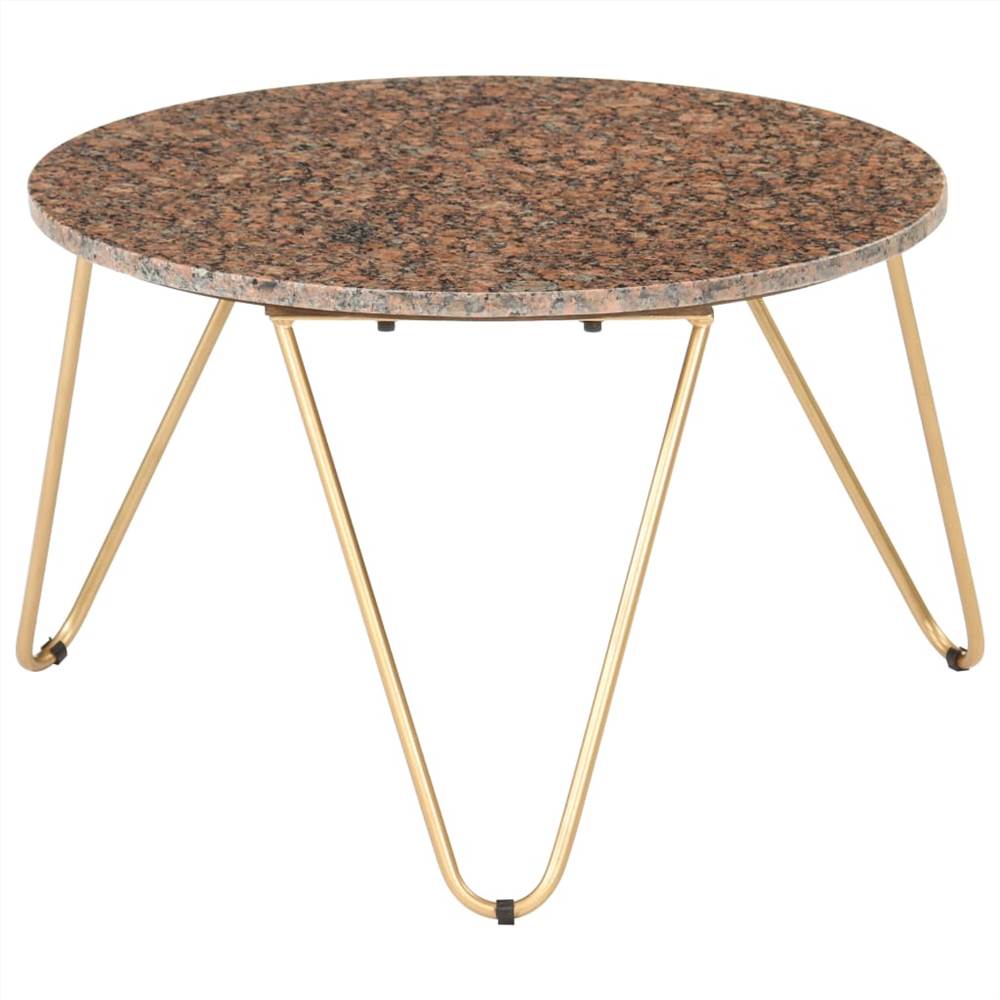 Coffee Table Brown 65x65x42 cm Real Stone with Marble Texture