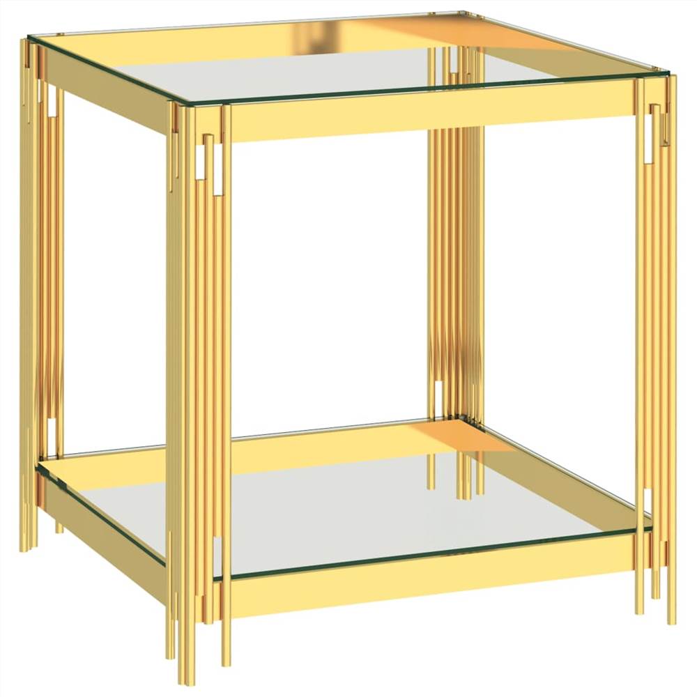 Coffee Table Gold 55x55x55 cm Stainless Steel and Glass