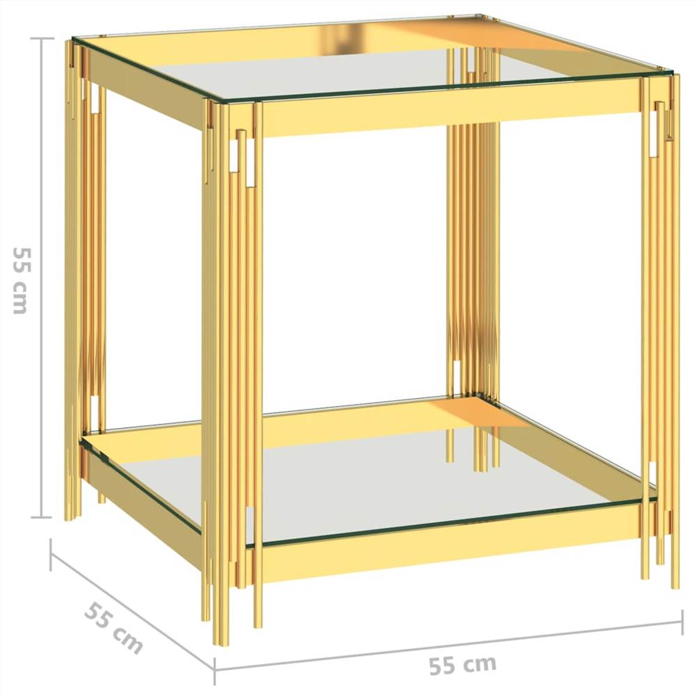 Coffee Table Gold 55x55x55 cm Stainless Steel and Glass