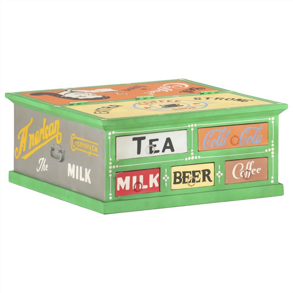 

Coffee Table Green 68x68x30 cm Hand Painted Solid Mango Wood