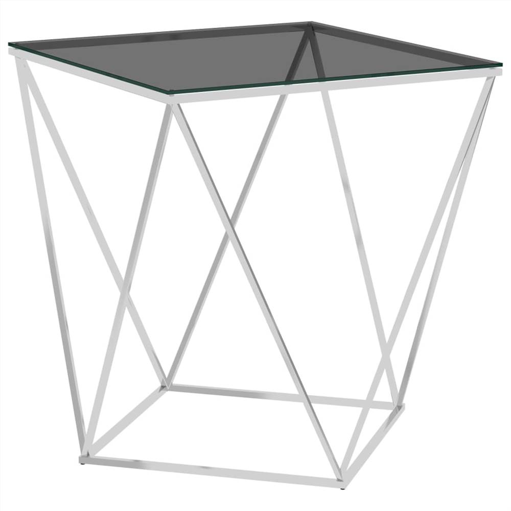 Coffee Table Silver and Black 50x50x55 cm Stainless Steel
