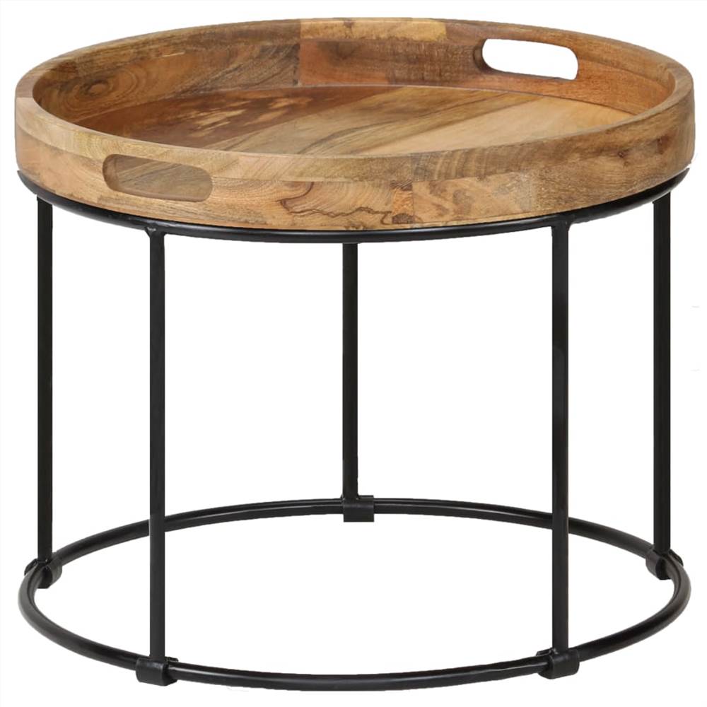 

Coffee Table Solid Mange Wood and Steel 50x40 cm