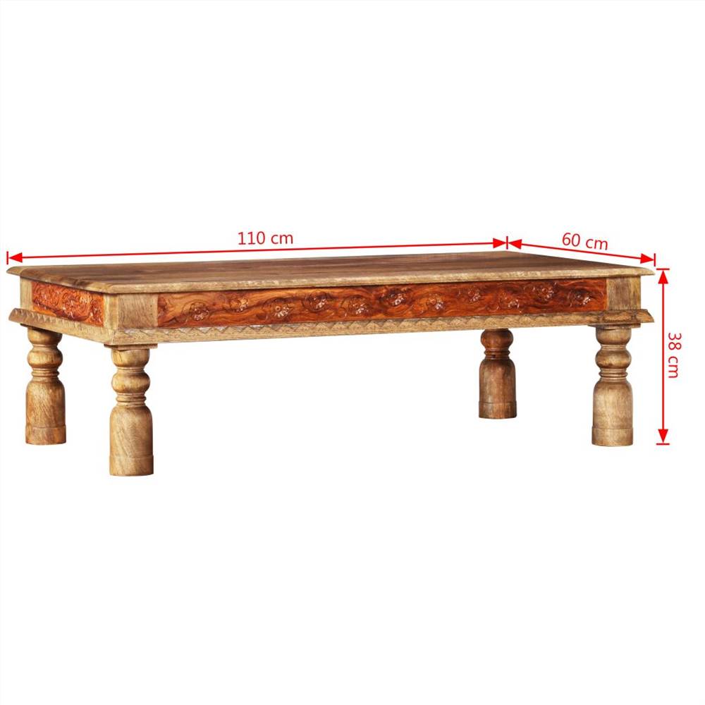 Coffee Table Solid Mango Sheesham Wood 110x60x38 cm