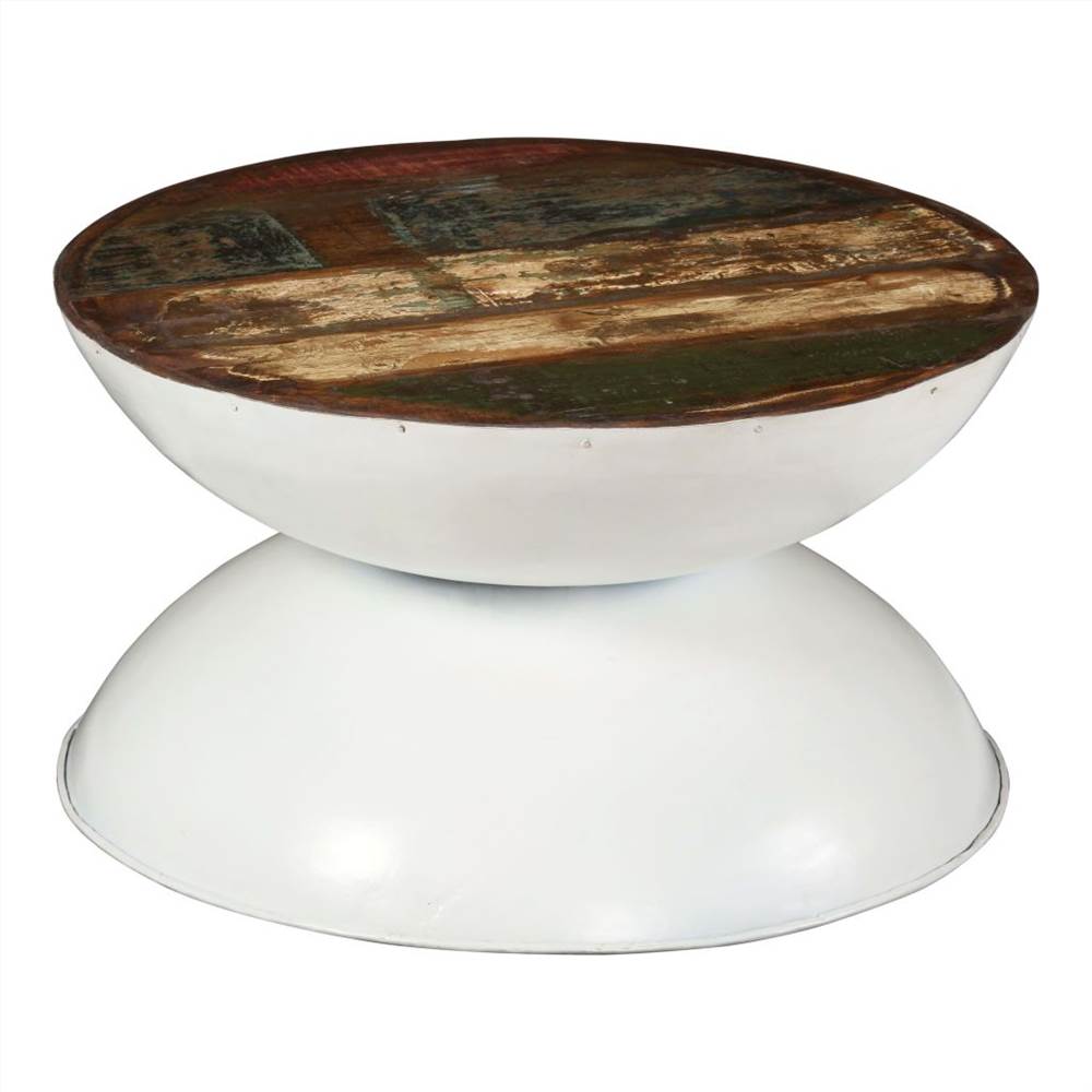 

Coffee Table Solid Reclaimed Wood White Base 60x60x33 cm