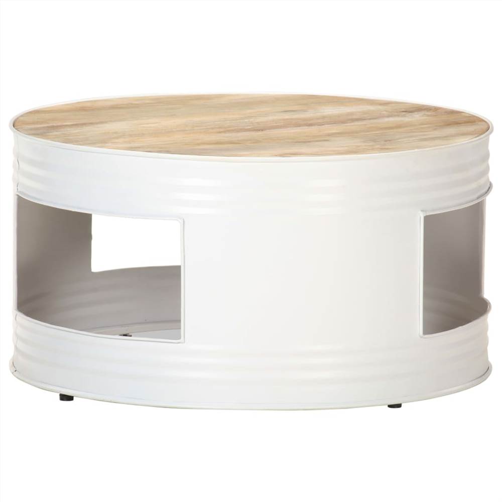 

Coffee Table White 68x68x36 cm Solid Mango Wood