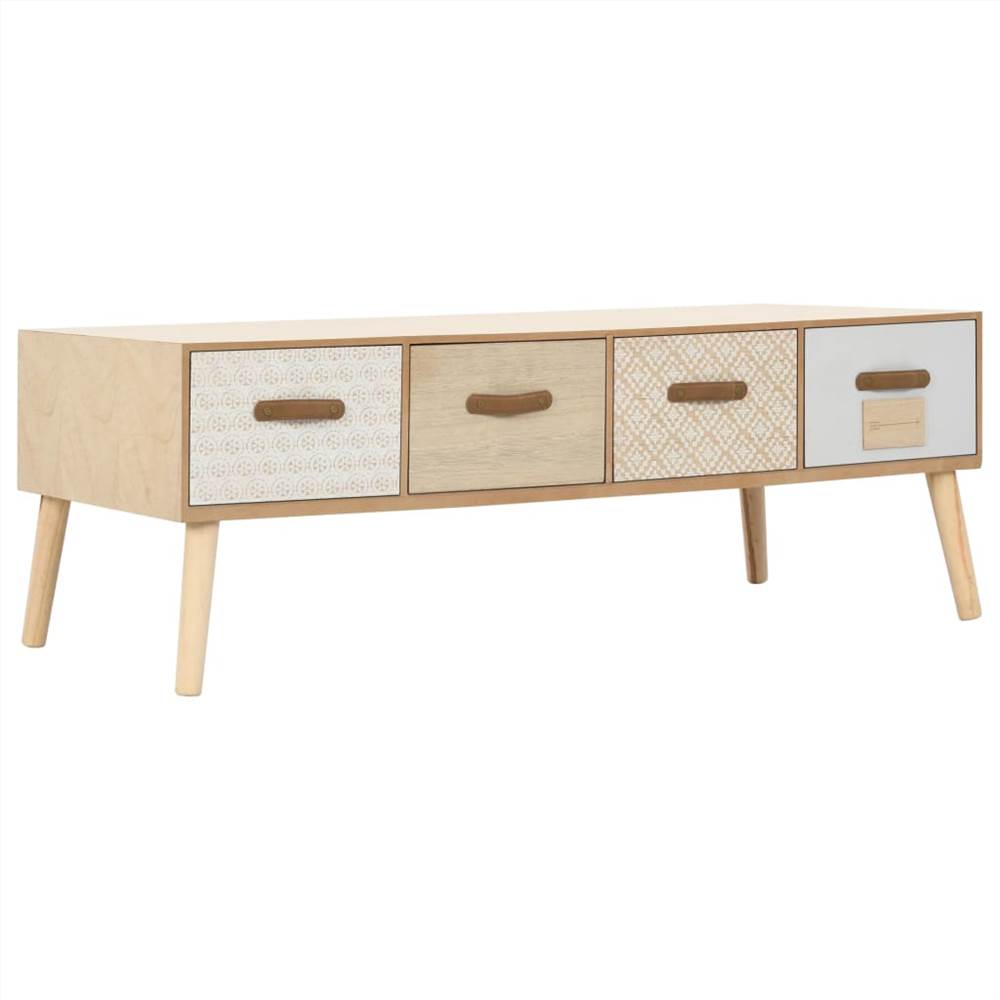 

Coffee Table with 4 Drawers 110x50x40 cm Solid Pinewood