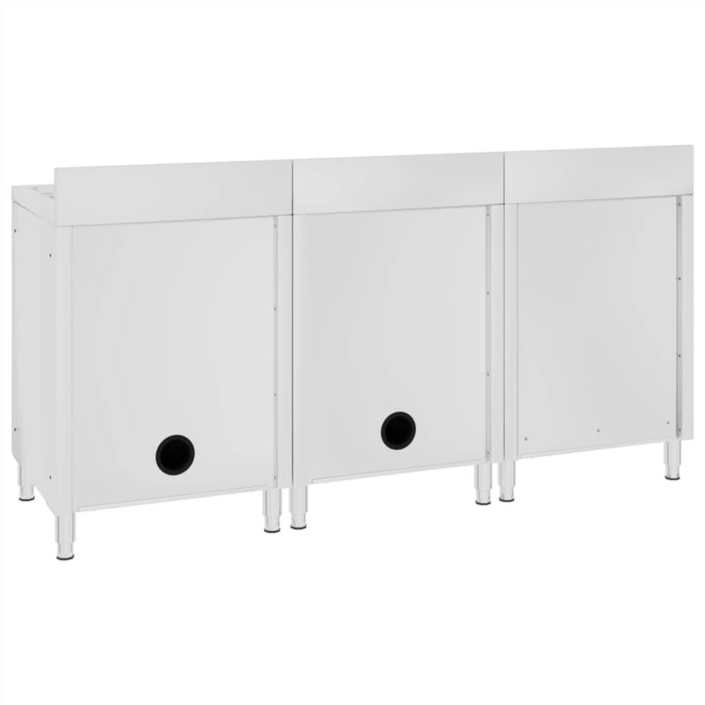 Commercial Kitchen Sink Cabinet 180x60x96 cm Stainless Steel