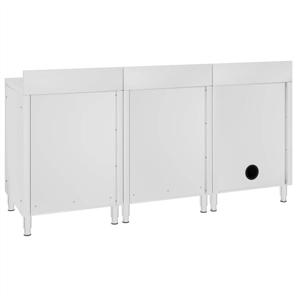 Commercial Kitchen Sink Cabinet 180x60x96 cm Stainless Steel