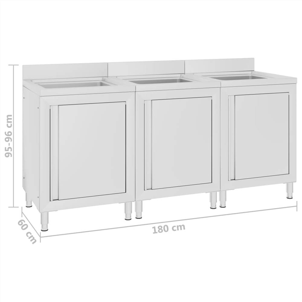 Commercial Kitchen Sink Cabinets 3 pcs Stainless Steel
