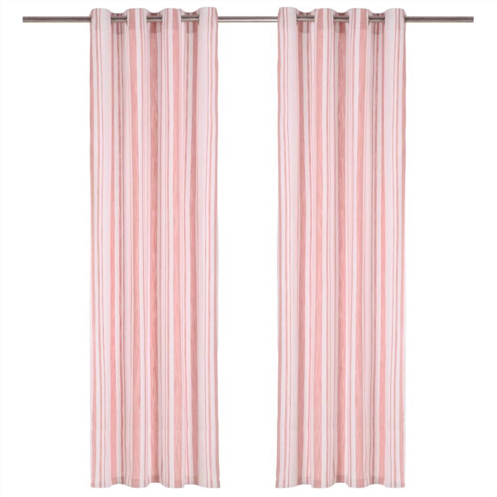 

Curtains with Metal Rings 2 pcs Cotton 140x225 cm Pink Stripe