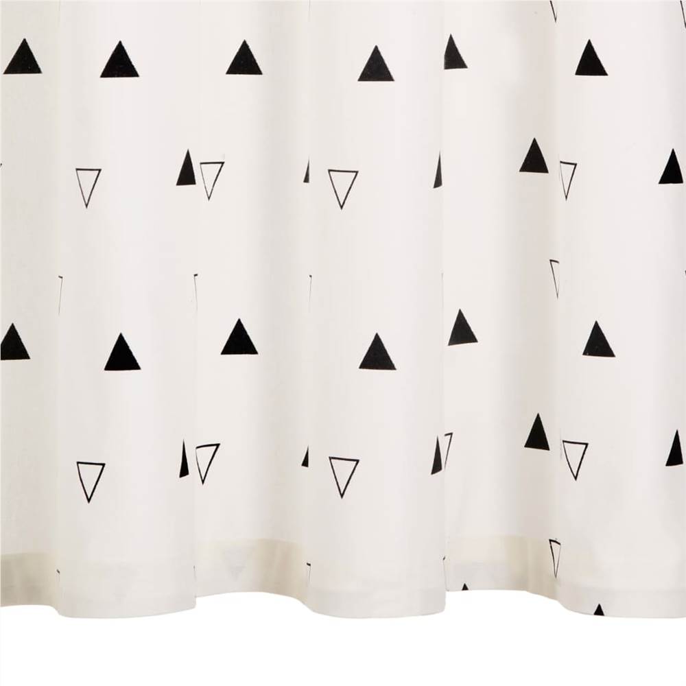 Curtains with Metal Rings 2 pcs Cotton 140x245 cm Black Triangle