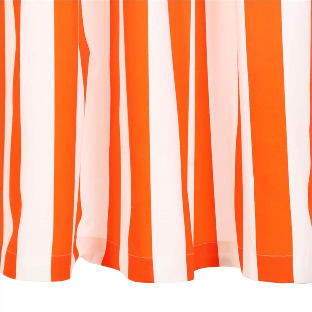 Curtains with Metal Rings 2 pcs Fabric 140x245 cm Orange Stripe
