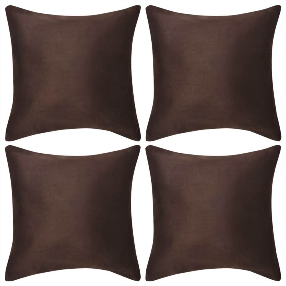 Cushion Covers 4 pcs 50x50 cm Polyester Faux Suede Brown