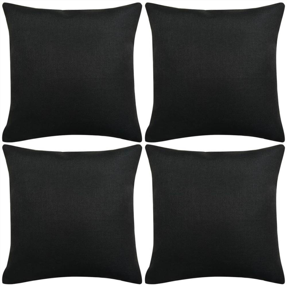 

Cushion Covers 4 pcs Linen-look Black 40x40 cm
