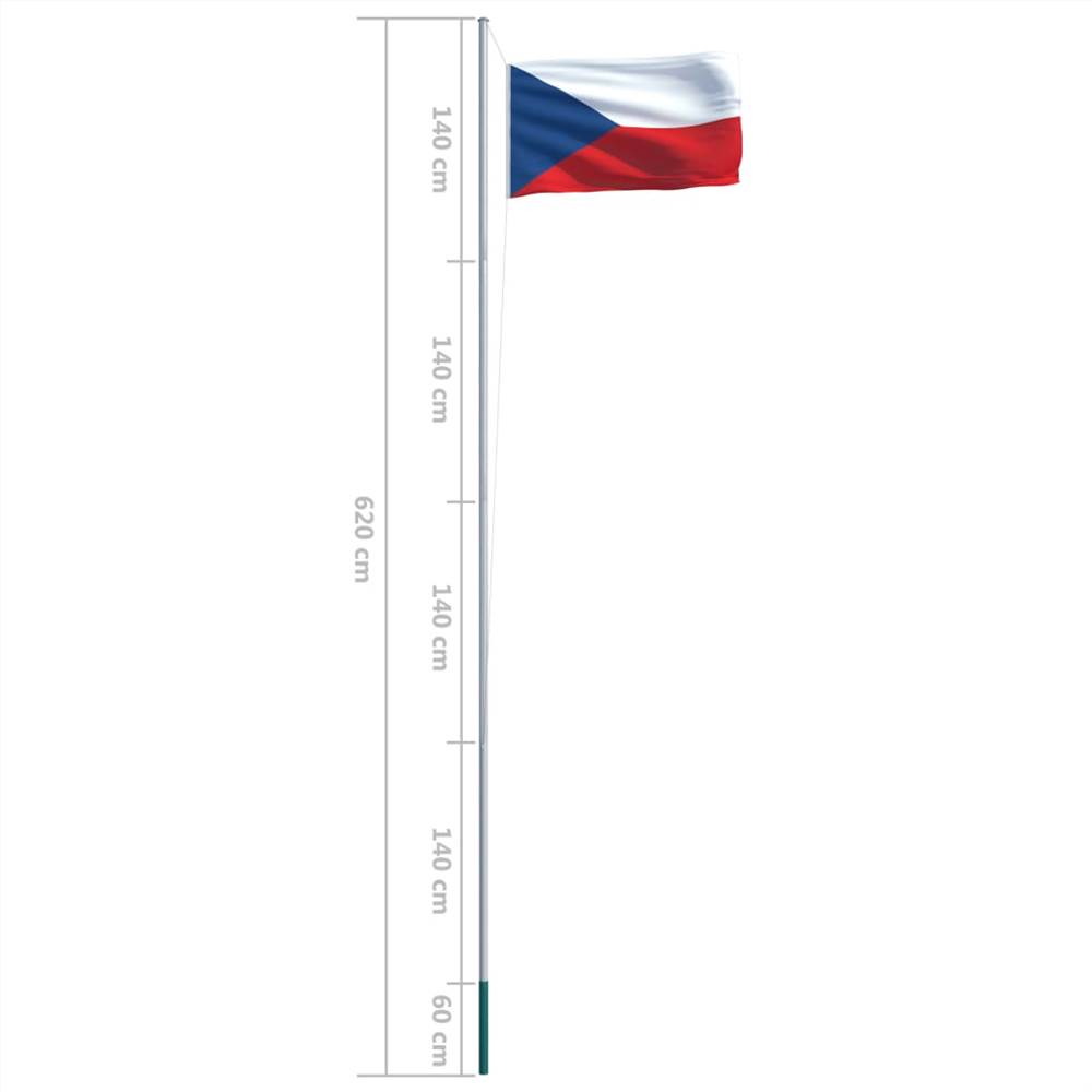Czech Flag and Pole Aluminium 6,2 m
