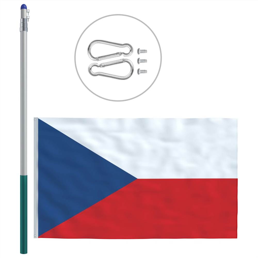 Czech Flag and Pole Aluminium 6 m