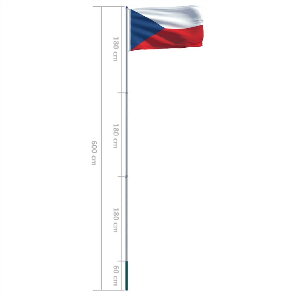 Czech Flag and Pole Aluminium 6 m