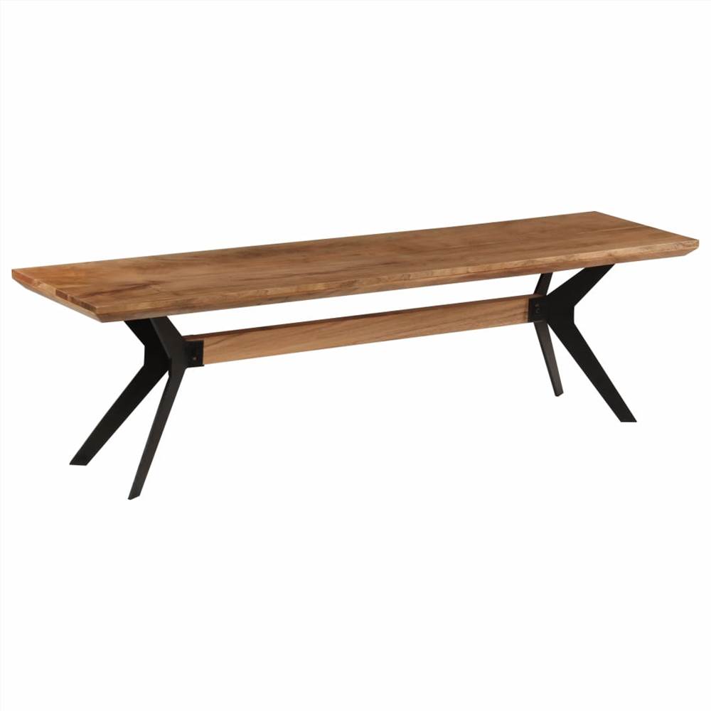 Dining Bench Solid Acacia Wood and Steel 160x40x45 cm
