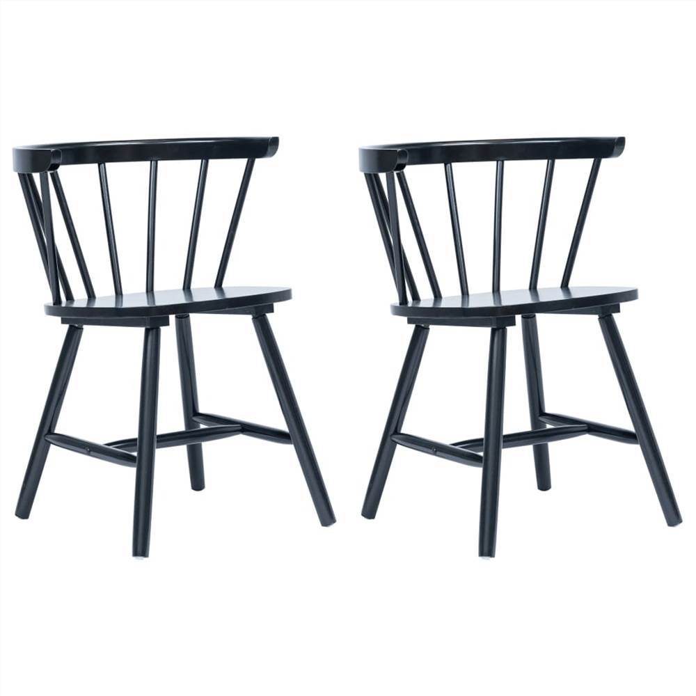 

Dining Chairs 2 pcs Black Solid Rubber Wood