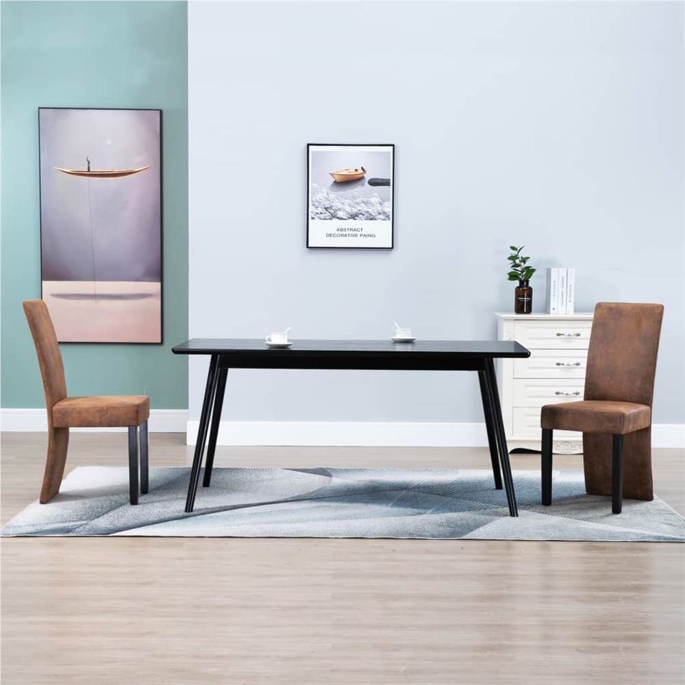 

Dining Chairs 2 pcs Brown Faux Suede Leather