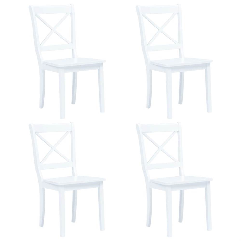 

Dining Chairs 4 pcs White Solid Rubber Wood