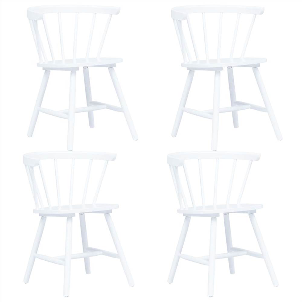 

Dining Chairs 4 pcs White Solid Rubber Wood